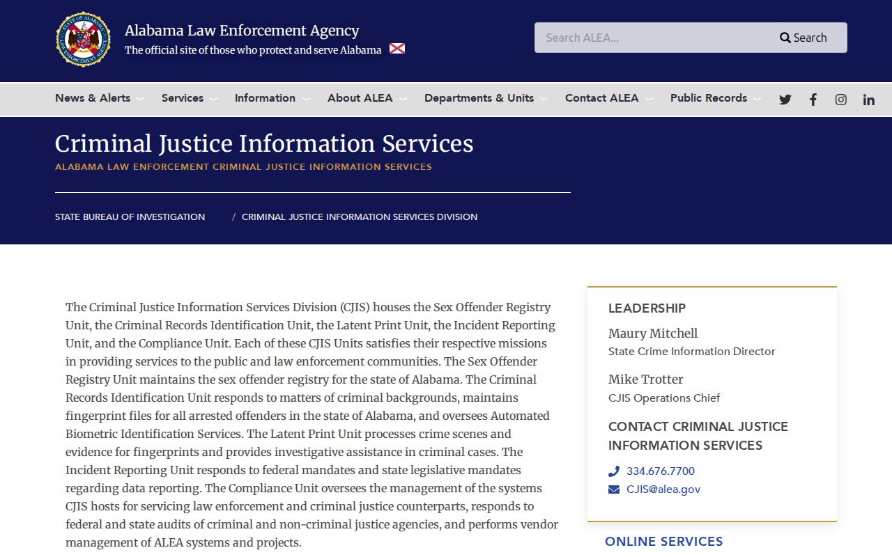 Randolph County criminal history access through ALEA CJIS