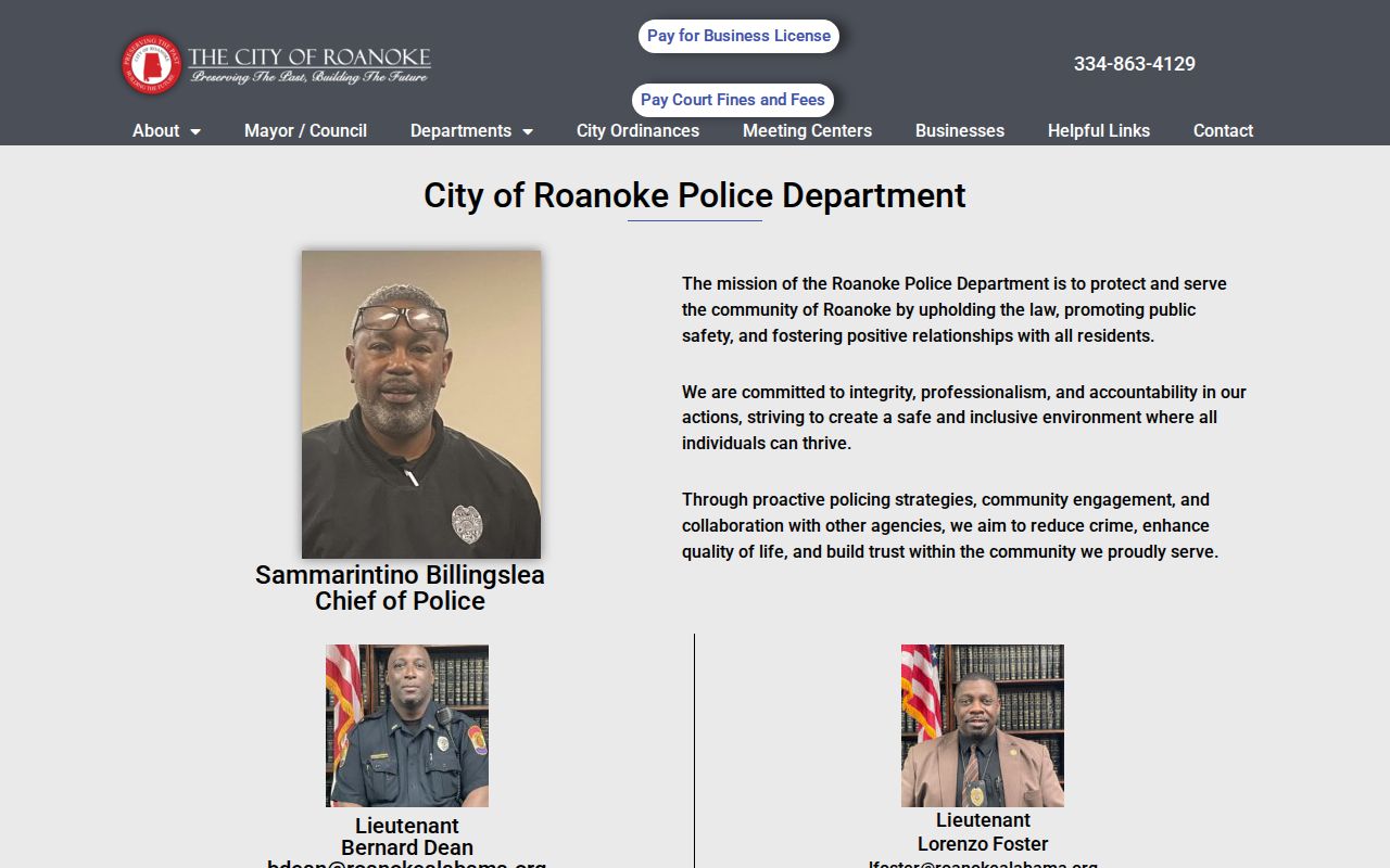 Roanoke Police Department criminal records contacts